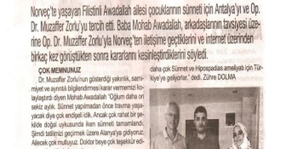 Basında Biz: S&uuml;nnet i&ccedil;in Norve&ccedil;&rsquo; ten Antalya&rsquo;ya